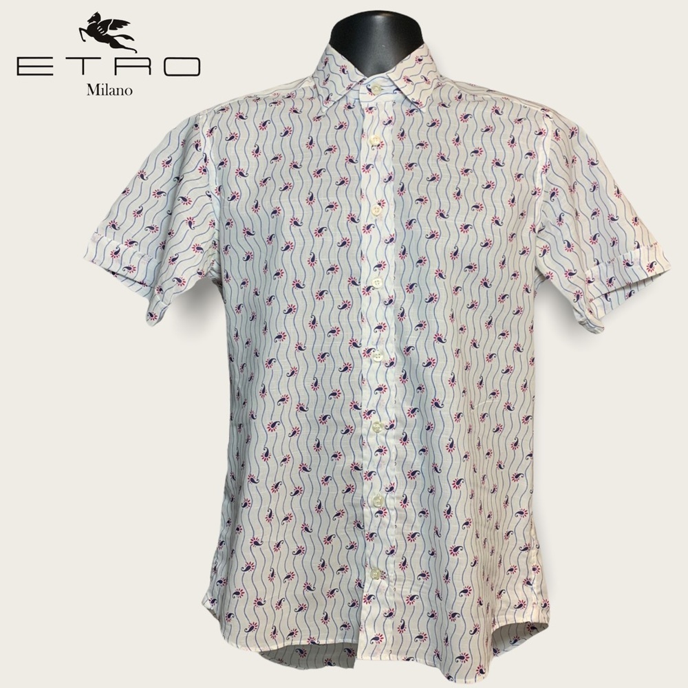 Mens Etro button down short sleeve casual shirt size small excellent condition